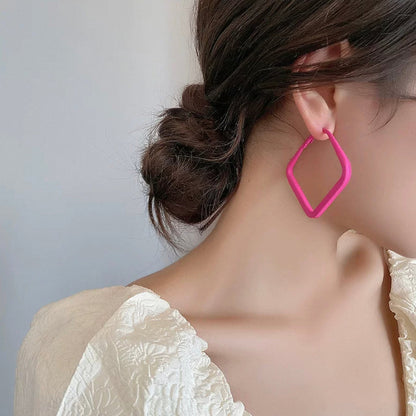 Yellow Pink geometric earrings