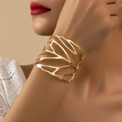 Hollow Leaf Cuff Bracelet, Hollow Leaf Ring