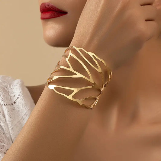 Hollow Leaf Cuff Bracelet, Hollow Leaf Ring