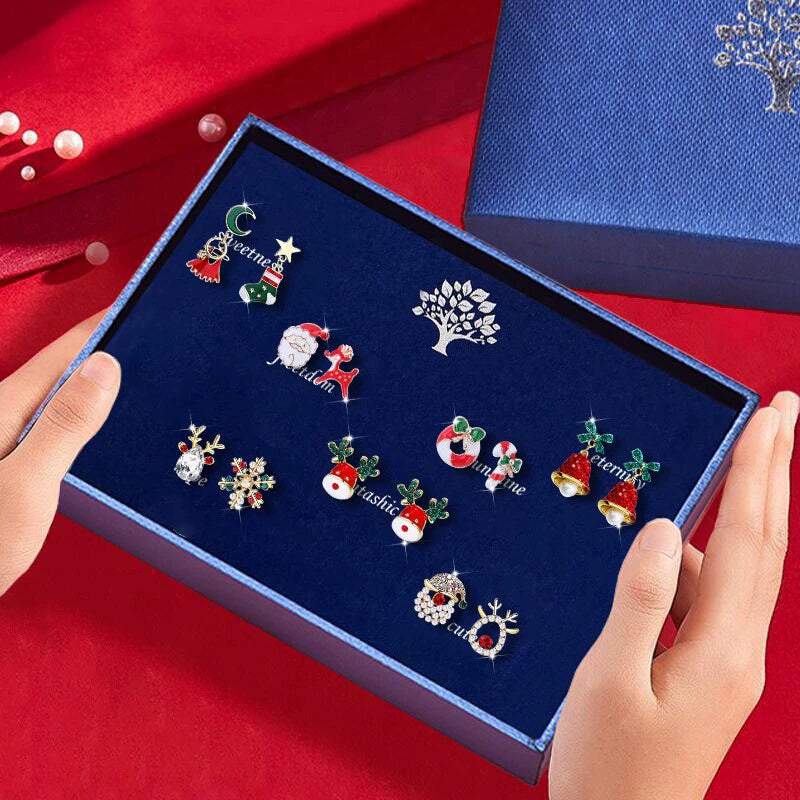 7-Day Christmas Multi-Style Stud Earrings Gift Box