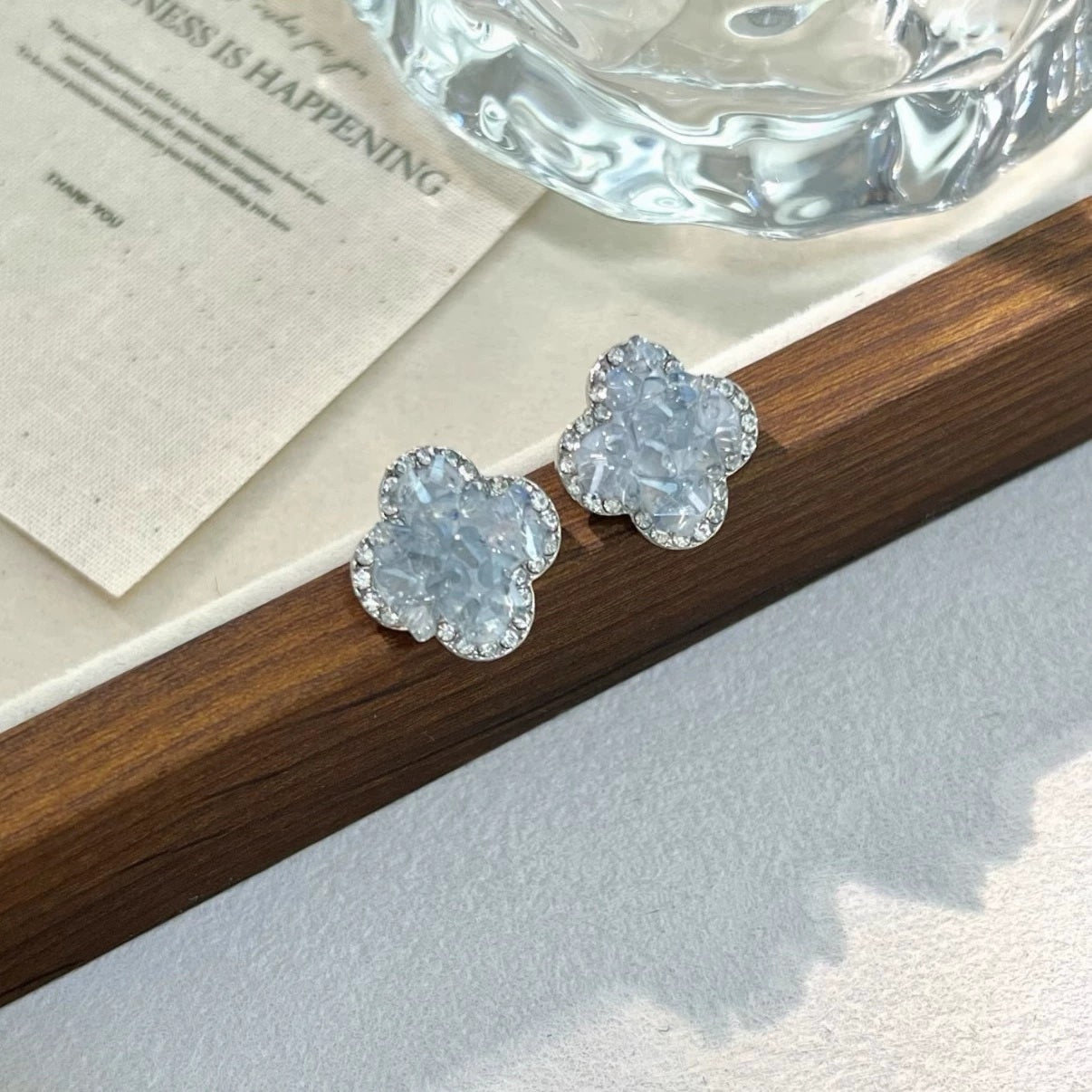 Frozen Bloom Clover Earrings