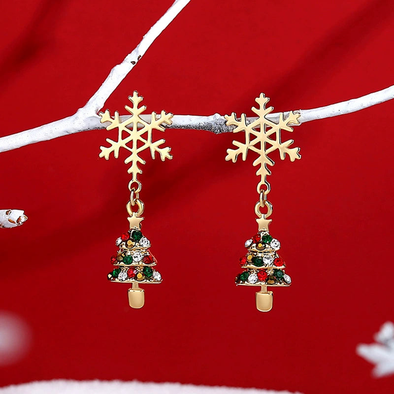 Christmas Earrings Collection-Snowflake & Christmas Tree Studs