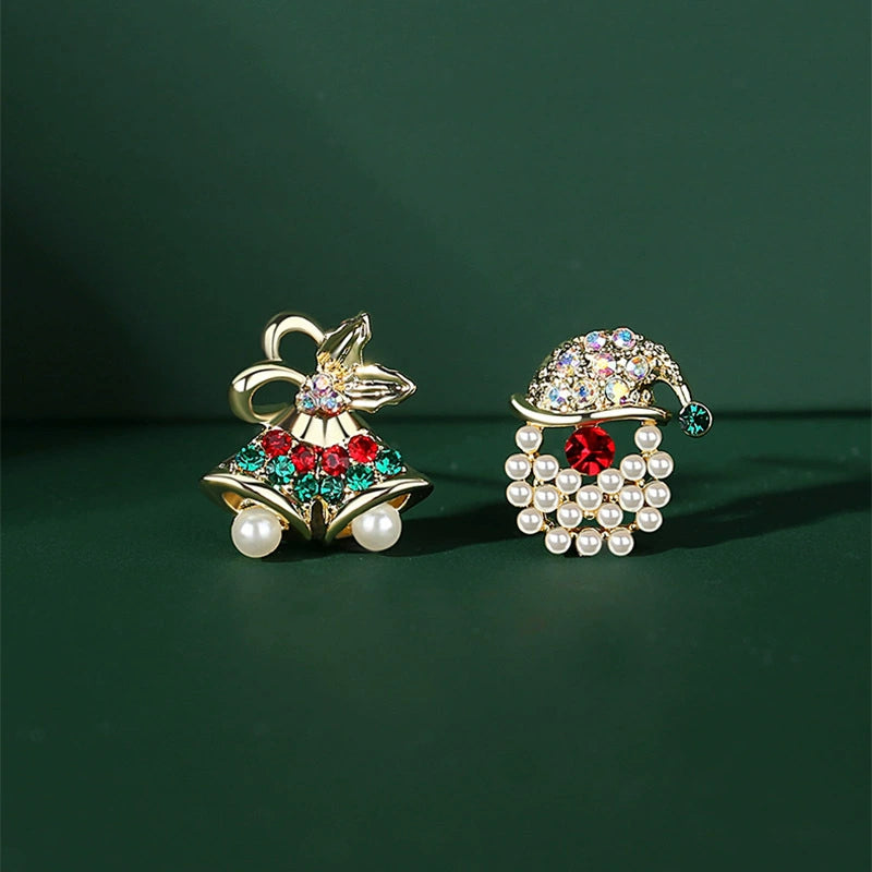 Christmas Bell + Christmas Hat Stud Earrings