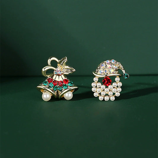 Christmas Bell + Christmas Hat Stud Earrings