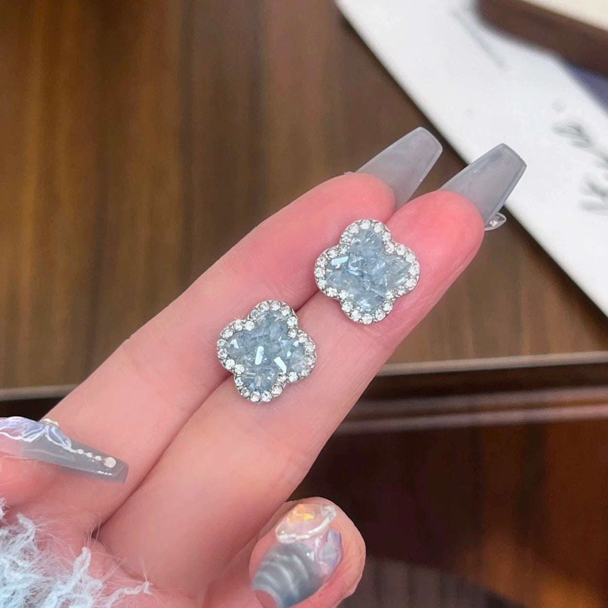Frozen Bloom Clover Earrings