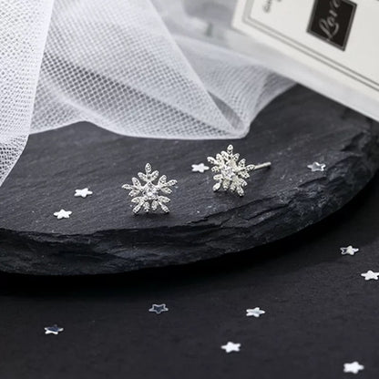 S925 Silver Snowflake Studs
