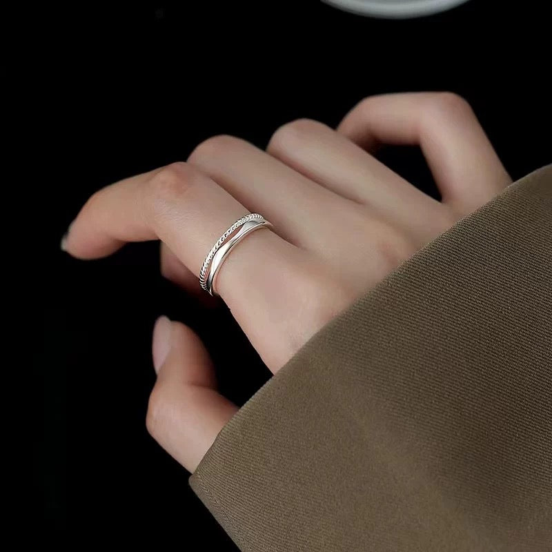 925 Sterling Silver Double Band Open Ring