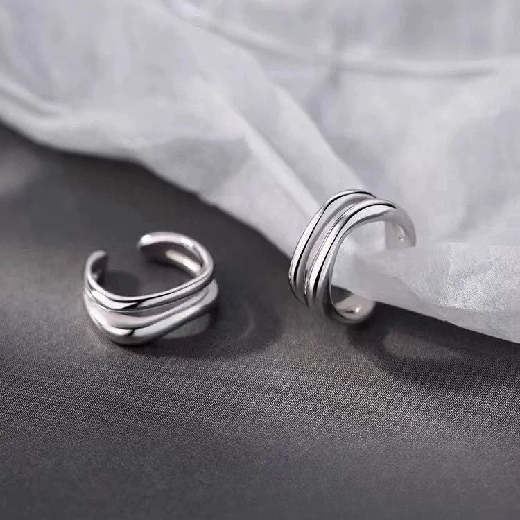 925 Sterling Silver Double Layer Ear Cuff