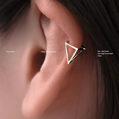 3D Geometric Triangle and Square Stud Earrings