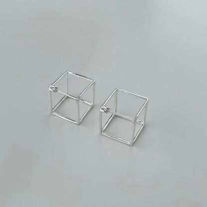 3D Geometric Triangle and Square Stud Earrings