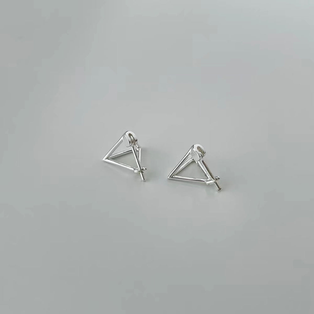 3D Geometric Triangle and Square Stud Earrings