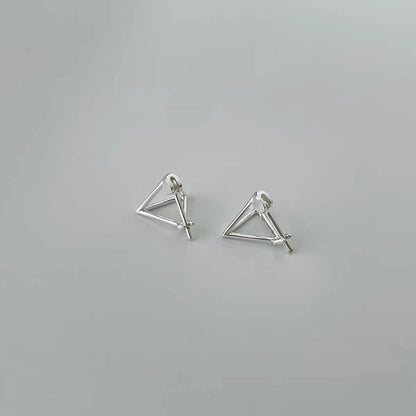 3D Geometric Triangle and Square Stud Earrings