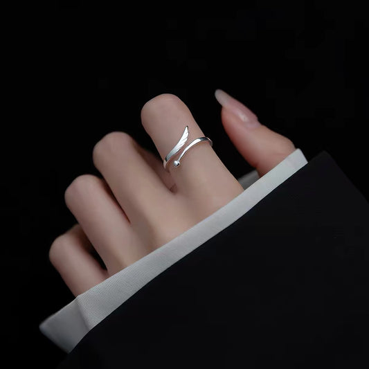 S925 Sterling Silver Angel Wing Adjustable Ring