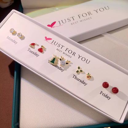 Christmas Week Zircon Deer Earrings Gift Set