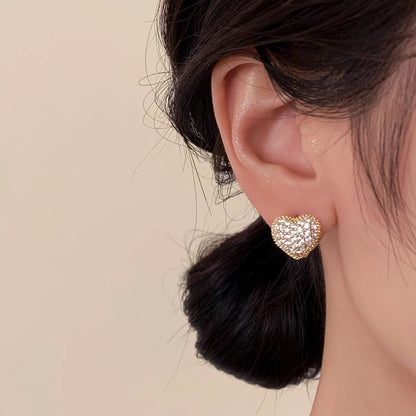 999 Silver Sweetheart Sparkle Heart Stud Earrings